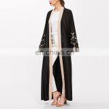 OEM Factory Contrast Floral Lace Modern Open Abaya for Malaysia thumbnail-3