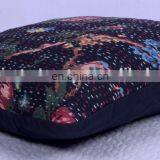 Black Bird Floral Kantha Indian Cotton Handmade Cushion Cover Kantha Throw Pillow Cover Hande Quilted Decorative Cushion Cover thumbnail-4