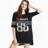 Factory Wholesale OEM Service Monochrome Baseball Loose Long T-Shirt Dress thumbnail-5