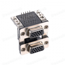Denentech Hardware Parts Right Angle Dual port HDR15 Female To HDR15 Female D-SUB Connector