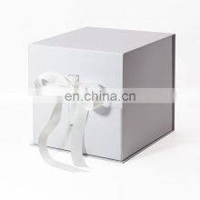 Foldable White Custom Ribbon Design Logo Printing Cube Magnetic Gift Box Wholesale thumbnail-1