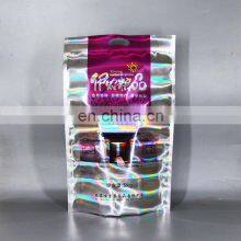 Custom Printing Resealable Transparent Holographic Zip Makeup Packaging Bag Pouch Self Adhesive Holographic Bag thumbnail-4