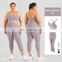 2 Pcs High Impact Yoga Gym Sets Women Fitness Sexy Plus Size Activewear Suit