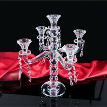 Factory Supply New Design Table Top Hanging Crystal Beads Crystal Chandelier Lighted Wedding Centerpiece thumbnail-3