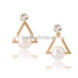 Fashion Crystal Jewelry Triangle Pearl Gold Earrings Designs for Girls thumbnail-1