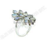 Pure 925 Sterling Silver Wholesale Ring,rainbow Moonstone Oval Gemstone Ring thumbnail-4