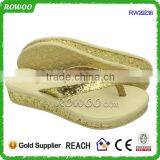 Gold Summer Wedge Platform Flip Flops