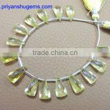 Lemon Quartz Hand Made 8*15 mm 62 Cts Faceted Elongated Pyramid 6" Strand Length 100% Natural Gemstones