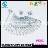 HIGH QUALITY OPEN END MANUFACTURER DOME HEAD ALUMINUM STEEL POP PEEL TYPE RIVETS thumbnail-1