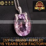 factory wholesale new gemstone pendant ring jewelry set 18K gold plated 925 sterling silver natural precious amethyst crystal