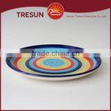 Hot Selling Colorful Strip 10.5 Inch Handpainted Ceramic Plate thumbnail-2