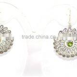 Peridot Round Faceted Cut 925 Sterling Silver Earring thumbnail-2