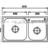 Top-Mount / Drop In Stainless Steel Double Bowl Kitchen Sink UC04 thumbnail-2