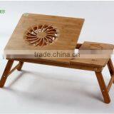 portable good quality bamboo notebook table with fan