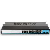 1U 19" rack mount Network Ethernet Gigabit Switch 24 port with 2 fiber sfp