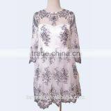 OEM Elegant White Organza With Black Embroidery Plus Size Long Sleeve Wedding Dress Women Dresses Wholesale Supplier thumbnail-1