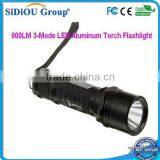 900LM 3-Mode LED Aluminum Torch Flashlight thumbnail-1