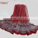 Large Fashion Girls Women Shawls and Stoles Scarf Wraps 100% Cotton Voile Hyacinthus Orientalis Pattern With Tassels Design thumbnail-4