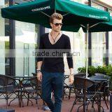 Custom 100% Cotton Black Basics V-neck T-shirt for Man thumbnail-2