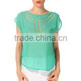 2015 Stylish Lady Women's Casual Front Hollow Out O-neck Batwing Sleeve Chiffon Blouse EU000031 thumbnail-2