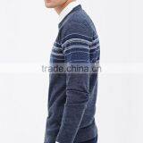 Crew Neck Pullover Blend Custom Geometrical Stripe Pattern Design Men Knit Sweaters thumbnail-4