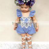Summer Baby Girls Romper Flutter Sleeve Lace Romper Wholesale 2017 Kids Clothes Outfit 0-24M thumbnail-2