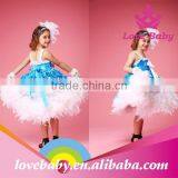 Hottest Royalblue Rosette Feather Long Dress Baby Girl Party Dress thumbnail-6