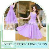 2016 Summer Hot Sale Sleeveless V Neck Long Dress Skirt for Girls Beach Dress thumbnail-3