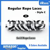 Black White Hot Sale Round Rope Athletic Exercise Shoelaces - Swirl Hiking Rope Strong Firmly Boot Laces - Amazon Supply