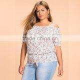 Allover 7xl Plus Size Fat Women's Clothing off Shoulder Floral Blouse thumbnail-2