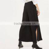 Chic Wide Leg Side Split Palazzo Trousers Black Slack Pants for Ladies thumbnail-2