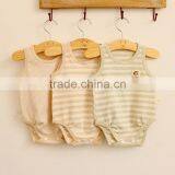 Hot Sale Stripe Organic Cotton Newborn Baby Vest Bodysuit thumbnail-1