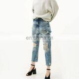 Jeans 2017 Girl Denim Holes Skirt +pants High Wasit Slim Jeans Irregular Trousers thumbnail-2