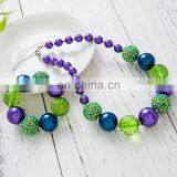 DIY Girl Necklace Bracelet 2pcs Set Green Purple Chunky Bubble Beads Children Boutique Jewelry Sets Gift thumbnail-2