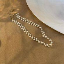 Wholesale Handmade Pearl Necklace 14K Gold 3-4mm Natural Freshwater Pearl Necklace Bracelet Jewelry Sets thumbnail-3