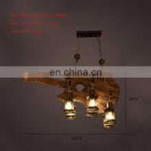 Hanging Loft Chandelier Wood Lights Creative Vintage Boat Wooden Pendant LED Home Lamp