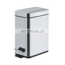 5L Trash Bin Retangular Shape Pedal Soft Close Silver Stainless Steel Color thumbnail-1