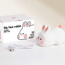 Hot Sale Big Face Bunny Silicone Night Light LED Rabbit Lamp USB Rechargeable Baby Bedroom Night Lamp Touch Sensor Light thumbnail-6