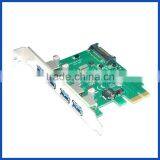 PCI-E PCI Express Gen 1 to 4 Port USB3.0 5Gbps Expansion Card With SATA Power