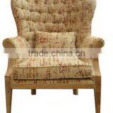 Antique Oak Frame French Upholstery Wing Chair thumbnail-1