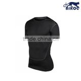 high elastic compression shirt short sleeve with flatlock stitching style