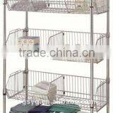 New Style Chrome Basket Unit Gondola Shelving thumbnail-1