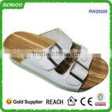 New Style pu Upper High Heel Flip Flop Wood Grain Eva Wedge Slippers