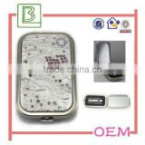 Metal Make Up Mirror Case With Nail Clipper