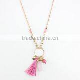 2015 Newest Long Tassel Pink Natural Stone Pendant Necklace thumbnail-5