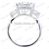 Fashion Alette's Emerald Cut White Gold CZ Engagement Ring thumbnail-3