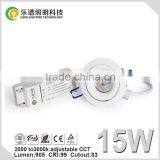 New Design Factory Cutout 83mm Lens CE RoHS CCT Adjustable Lamp Bulb Light CCT 2700K COB 15W Dimmable LED Downlight 15W