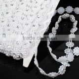plastic flower design pearl triming chain by meter,flower fearl lace for dancing dress