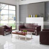 S850 Generous Modern Simple Black Office Leather Sofa With Stainless Steel Base thumbnail-5