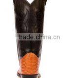 Black Cognac Fancy Stitched Manmade Shaft Leather Lizard Printed Western Cowboy Boots thumbnail-6